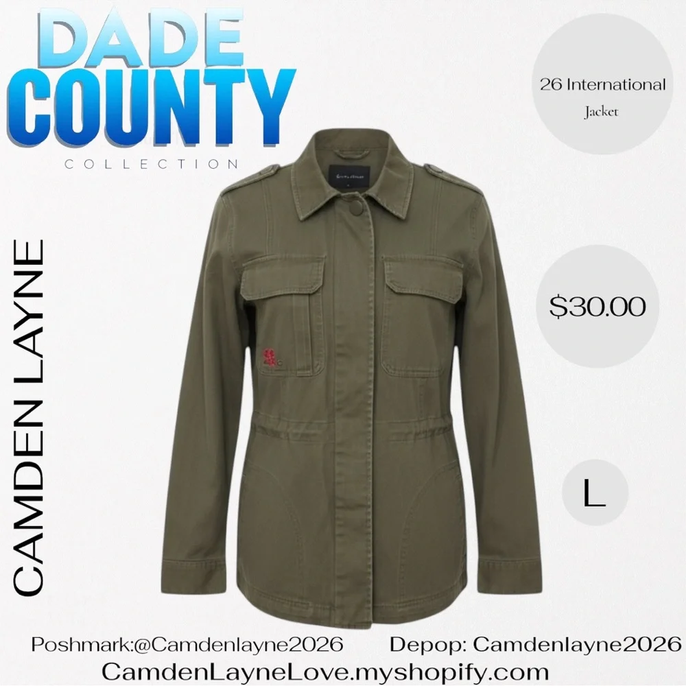 26 International Olive Embroidered Utility Jacket - Picture 3 of 11